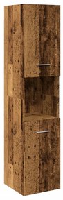 856221 vidaXL Висящ шкаф за баня, старо дърво, 30x30x130 см, инженерно дърво