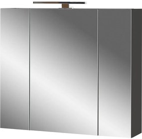 Тъмно сив шкаф за баня с огледало 76x71 cm - Germania