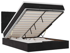 3314398 vidaXL Османска легло с матраци и LED, черно, 140x200 см, кадифе