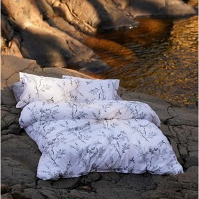 Бяло/сиво единично спално бельо от памук Renforcé 140x200 cm White Floral – Mila Home Luxury