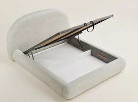 Кремаво двойно легло 160x200 cm тапицирано с място за съхранение с включена подматрачна рамка Maumere – Maison de Rêve