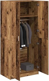 855882 vidaXL Гардероб, старо дърво, 80x52x180 см, ПДЧ