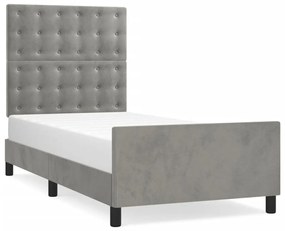 3125977 vidaXL Рамка за легло без матрак, светлосива, 90x200 см, кадифе