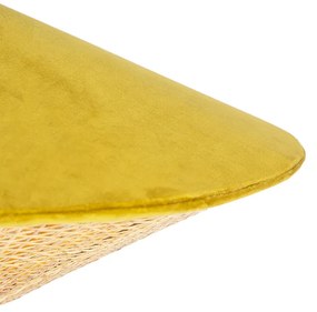 Ръстична висяща лампа жълт кадифе с ратан 60 см - Frills Can