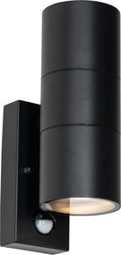 Външен аплик черен 2-светлинен AR70 със сензор за движение - Duo