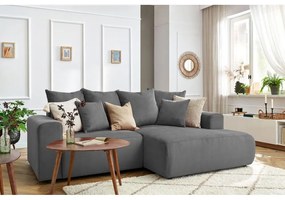 Сив кадифен ъглов диван Enjoy – Bobochic Paris