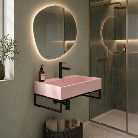 Умивалник МРАМОРЕН КОМПОЗИТ Rea GOYA PINK 50CM + стелаж