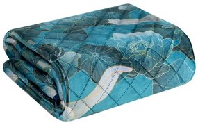Дизайнерска покривка за легло LOTOS тюркоазено със златен мотив Ширина: 170 см | Дължина: 210 см