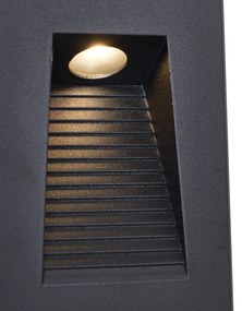 Модерна вградена стенна лампа черна 7cm с LED IP65 - Trem