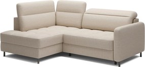 Бежов кадифен разтегателен ъглов диван с място за съхранение (ляв ъгъл L форма) Barea – ELTAP
