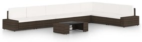 3067163 vidaXL Градински комплект с възглавници, 8 части, кафяв полиратан