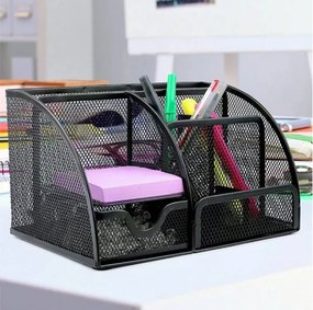Органайзер за бюро с чекмеджета,  6 места за съхранение Maaleo, Настолен моливник метал мрежа