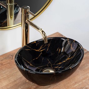 Умивалник за плот Rea Sofia Mini Black Marble Shiny