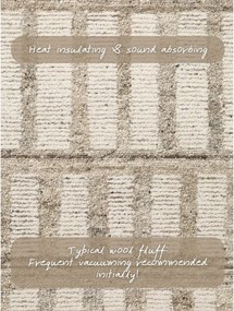 Кремав ръчно изработен вълнен килим 200x300 cm Boho 1.0 Linara – Vikosa