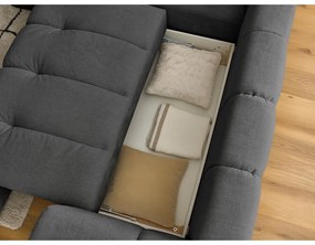 Тъмносив сгъваем/с място за съхранение ъглов диван (ляв ъгъл/L форма) Fuji – Bobochic Paris