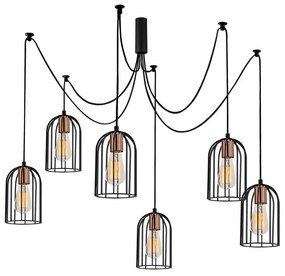 Черна висяща лампа за 6 крушки Pamukkale - Opviq lights