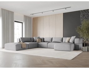 Светлосив ъглов U-образен диван, ляв ъгъл Esther – Milo Casa