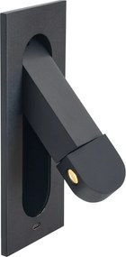 Комплект от 2 модерни стенни лампи черни, включително LED и USB-C порт - Hilton