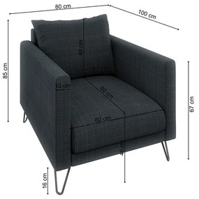 Тъмносиво шенилово кресло Freya – Ropez