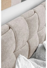 Бежово тапицирано двойно легло с включена подматрачна рамка 180x200 cm Eve – Miuform