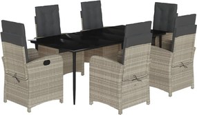 3212417 vidaXL Градински комплект 7 части с възглавници светлосив полиратан