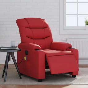 3206597 vidaXL Електрически масажен реклайнер стол, червен, изкуствена кожа