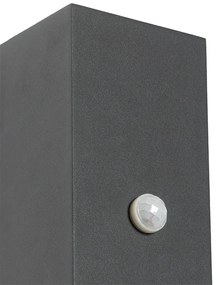 Стенна лампа тъмно сива с 2 лампи IP44 с датчик за движение - Baleno