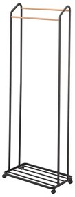 Черна метална стойка за дрехи на колелца Tower – YAMAZAKI