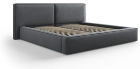Тъмносиво тапицирано двойно легло с място за съхранение и решетка 180x200 см Arendal – Cosmopolitan Design