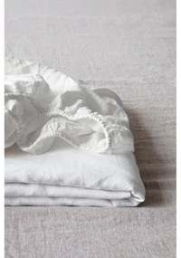 Бял ленен чаршаф с ластик , 90 x 200 cm - Linen Tales