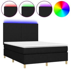 3135271 vidaXL Боксспринг легло с матрак и LED, черно, 140x190 см, плат