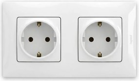 Legrand - Двойна домашна SCHUKO контактна розетка с рамка NILOE 250V бяла