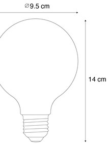 Комплект от 5 E27 димируеми LED крушки спираловиден филамент G95 злато 4W 270 lm 2100K