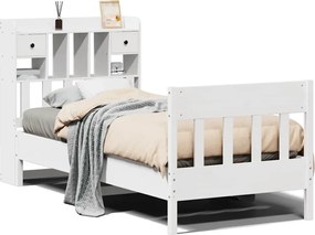 3323282 vidaXL Рамка за легло без матрак, бял, 90x190 см, борово дърво масив