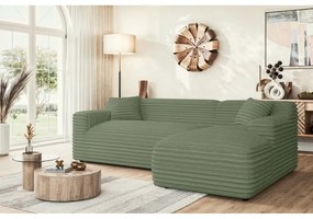 Зелен ъглов диван от рипсено кадифе (десен ъгъл) Martin – Ropez