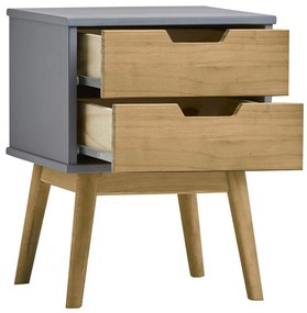 Сиво-кафяво нощно шкафче, изработено от масивна борова дървесина Baku - Marckeric
