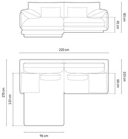 Бежов кадифен ъглов диван (ляв ъгъл) Torino – Micadoni