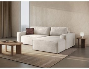 Бял разтегателен ъглов диван от букле (десен ъгъл) Jodie – Micadoni Home