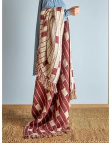 Червено/бежово одеяло със смес от памук 130x160 cm Cang – Bloomingville