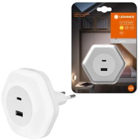 Ledvance - LED Лампа за ориентация за контакт с USB LUNETTA LED/15W/230V