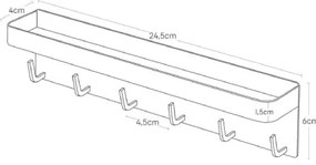 Черен стенен стелаж за ключове с рафт Smart - YAMAZAKI