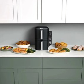 Фритюрник с горещ въздух Ninja SL300EU, 2470W, 7.6 л, 40-240C, 2 кошници, 6 програми, Синхронизирано готвене, Таймер, Автоматично спиране, Черен