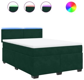 3288627 vidaXL Боксспринг легло с матрак, тъмнозелено, 140x200 см, кадифе