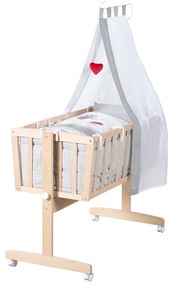 Люлка 40x90 cm от масивен бук на колелца/с балдахин в естествен цвят Adam and Owl – Roba
