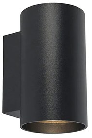 Модерна стенна лампа черна кръгла 2-светлина - Sandy