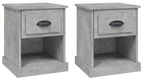 816137 vidaXL Нощни шкафчета, 2 бр, сиво, 39x39x47,5 см, инженерно дърво