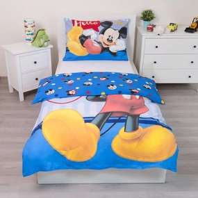 Единично детско памучно спално бельо 140x200 cm Mickey "Hello" – Jerry Fabrics