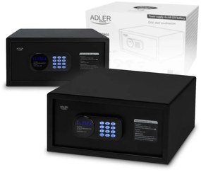 Електронен сейф Adler AD 1045, 200x420x370 мм, 14 л, Блокиране след 4 грешни опита, Предупреждение за изтощена батерия, Черен