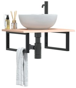 3302593 vidaXL Стенен рафт за мивка, стомана и масивно дърво дъб