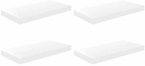 323747 vidaXL Окачени стенни рафтове, 4 бр, бял гланц, 50x23x3,8 см, МДФ